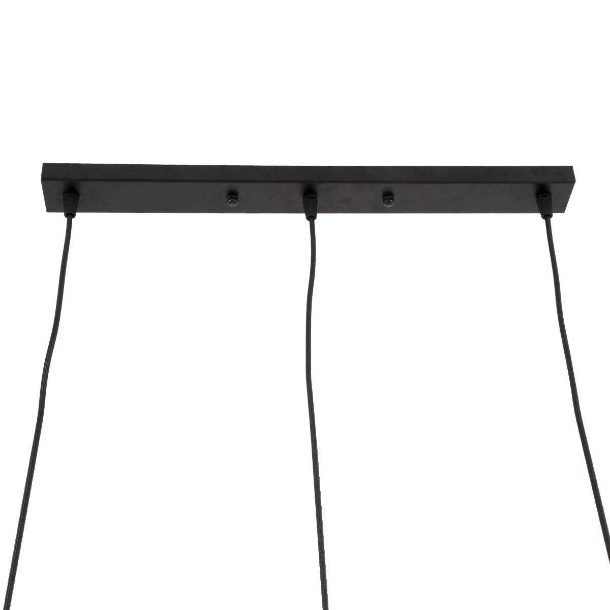 GloboStar® DILLON 00630 Μοντέρνο Κρεμαστό Φωτιστικό Οροφής Τρίφωτο Μαύρο Μεταλλικό Πλέγμα Μ54 x Π14 x Υ130cm - ledmania.gr