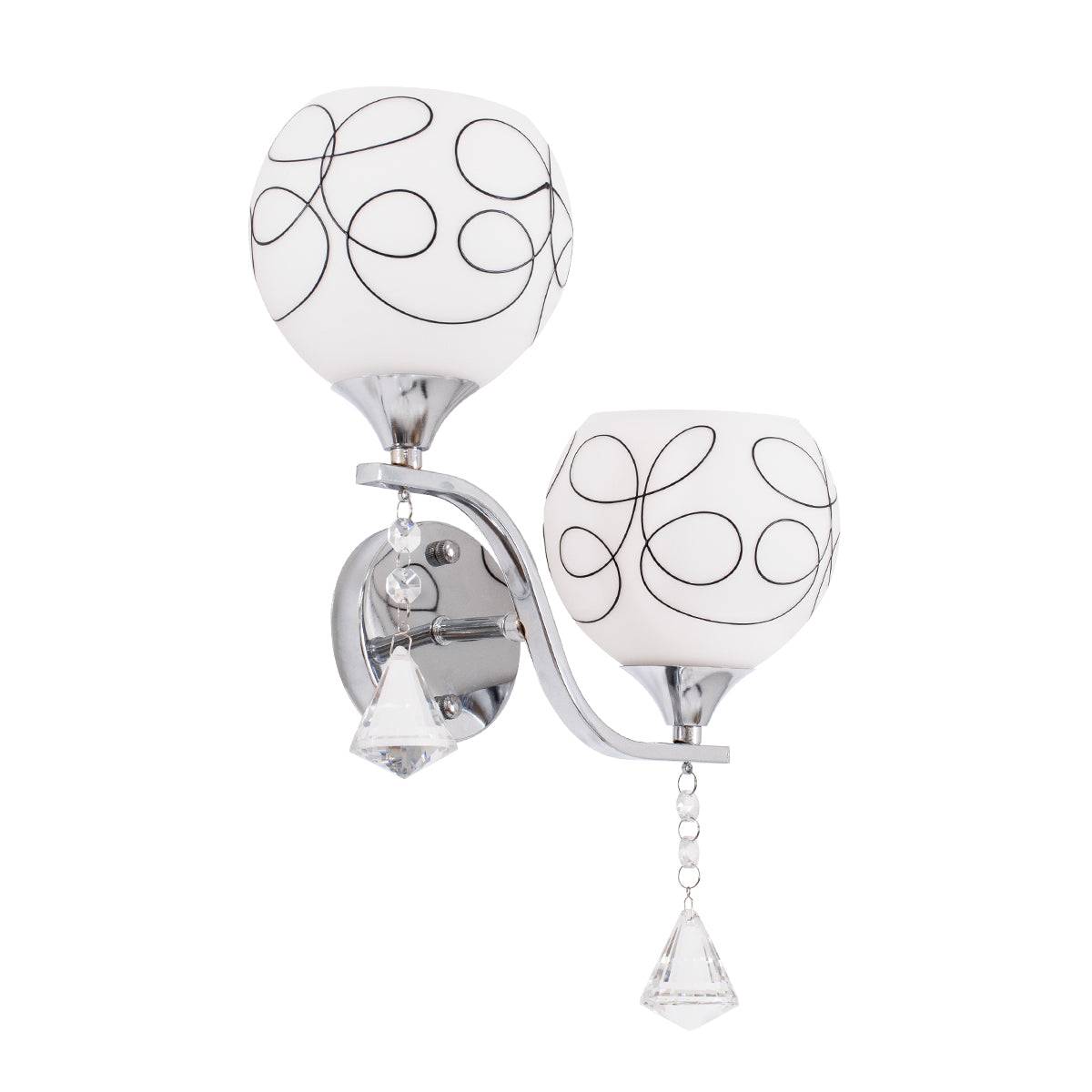GloboStar® CANTER 00635 Μοντέρνο Φωτιστικό Τοίχου Απλίκα Δίφωτο Μεταλλικό με Διάφανο Γυαλί Μ32 x Π15 x Υ40cm - ledmania.gr