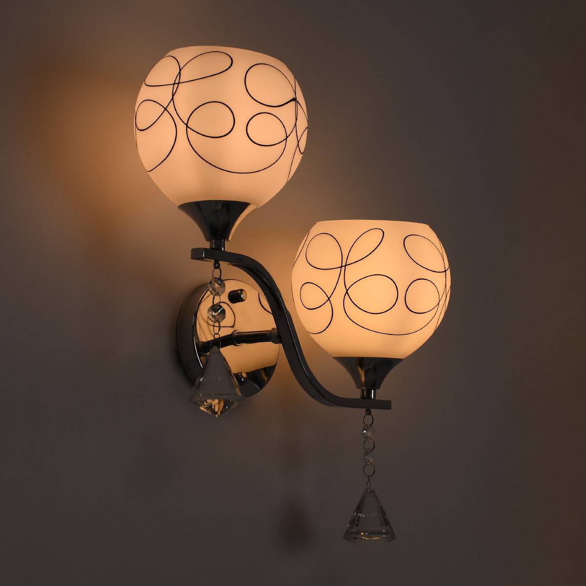 GloboStar® CANTER 00635 Μοντέρνο Φωτιστικό Τοίχου Απλίκα Δίφωτο Μεταλλικό με Διάφανο Γυαλί Μ32 x Π15 x Υ40cm - ledmania.gr