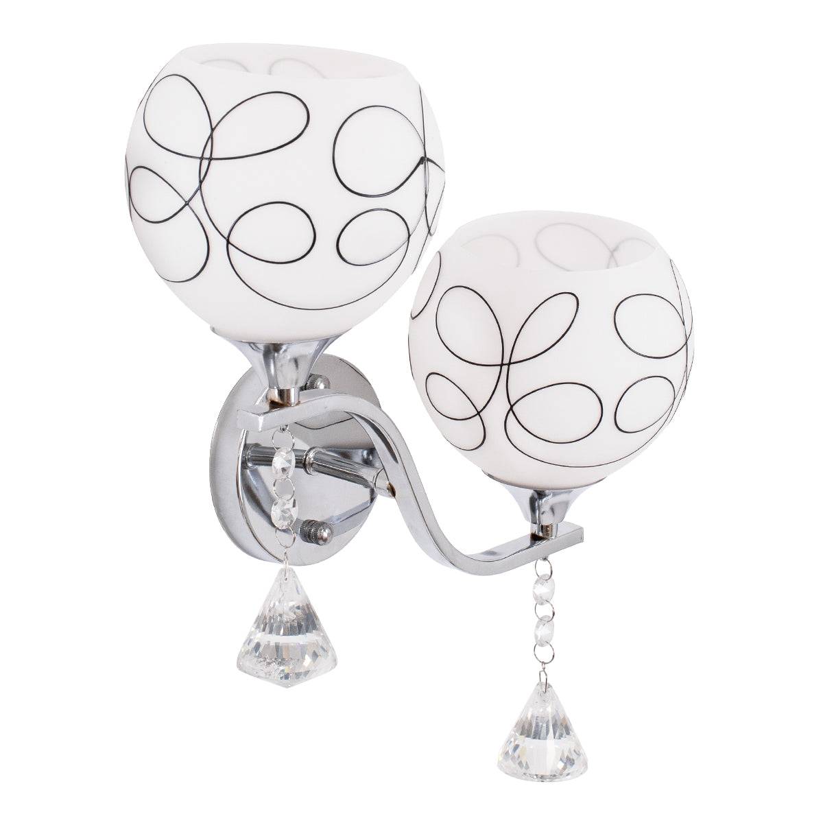 GloboStar® CANTER 00635 Μοντέρνο Φωτιστικό Τοίχου Απλίκα Δίφωτο Μεταλλικό με Διάφανο Γυαλί Μ32 x Π15 x Υ40cm - ledmania.gr