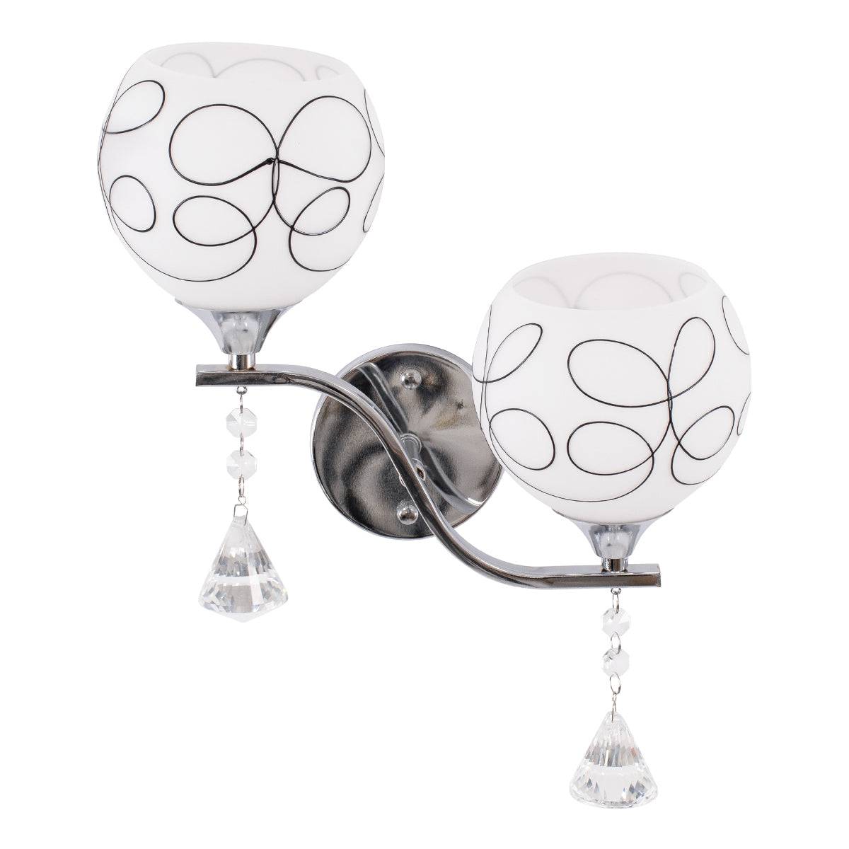 GloboStar® CANTER 00635 Μοντέρνο Φωτιστικό Τοίχου Απλίκα Δίφωτο Μεταλλικό με Διάφανο Γυαλί Μ32 x Π15 x Υ40cm - ledmania.gr