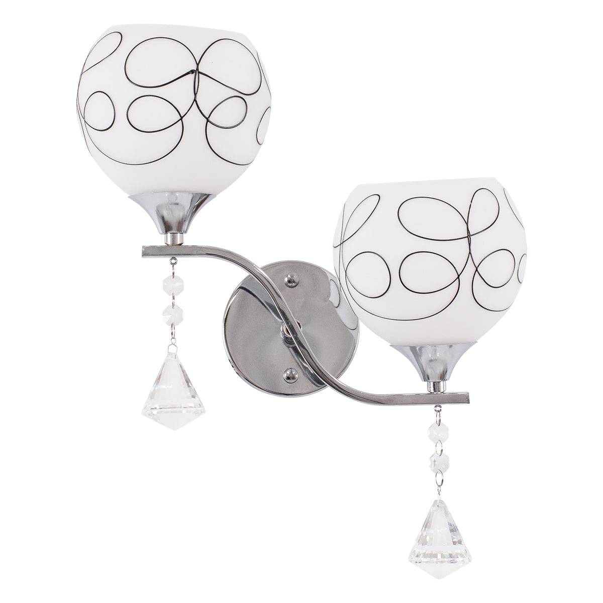 GloboStar® CANTER 00635 Μοντέρνο Φωτιστικό Τοίχου Απλίκα Δίφωτο Μεταλλικό με Διάφανο Γυαλί Μ32 x Π15 x Υ40cm - ledmania.gr