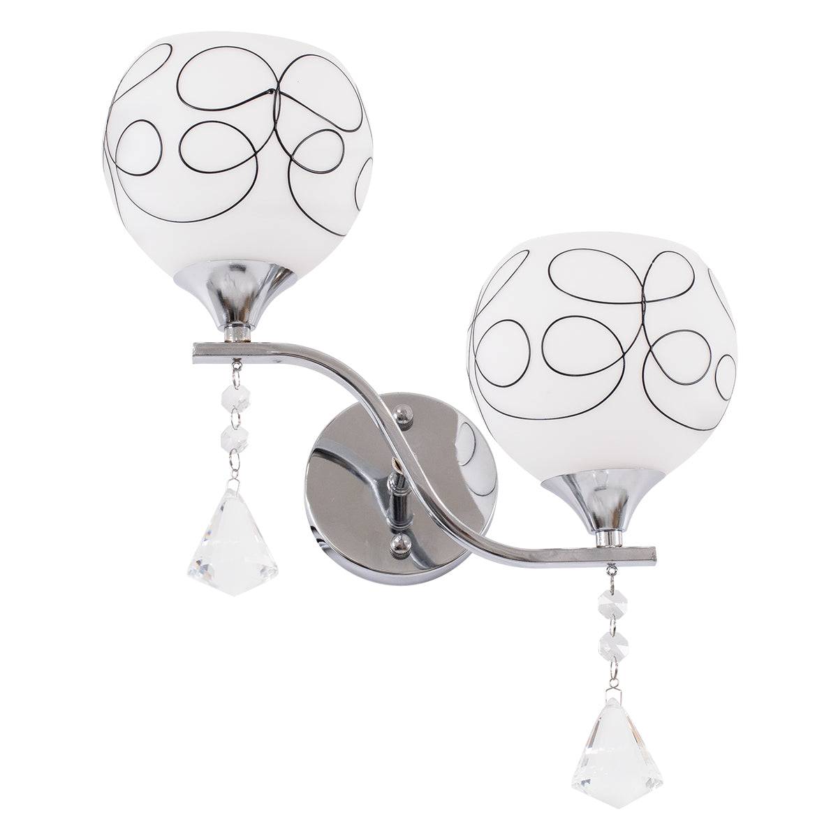GloboStar® CANTER 00635 Μοντέρνο Φωτιστικό Τοίχου Απλίκα Δίφωτο Μεταλλικό με Διάφανο Γυαλί Μ32 x Π15 x Υ40cm - ledmania.gr
