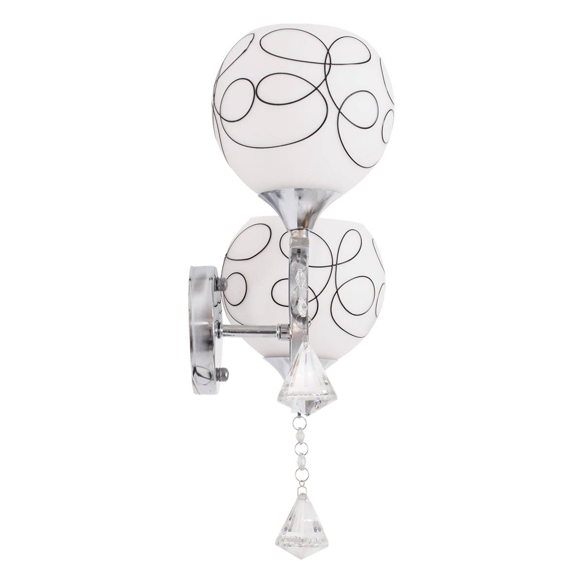 GloboStar® CANTER 00635 Μοντέρνο Φωτιστικό Τοίχου Απλίκα Δίφωτο Μεταλλικό με Διάφανο Γυαλί Μ32 x Π15 x Υ40cm - ledmania.gr