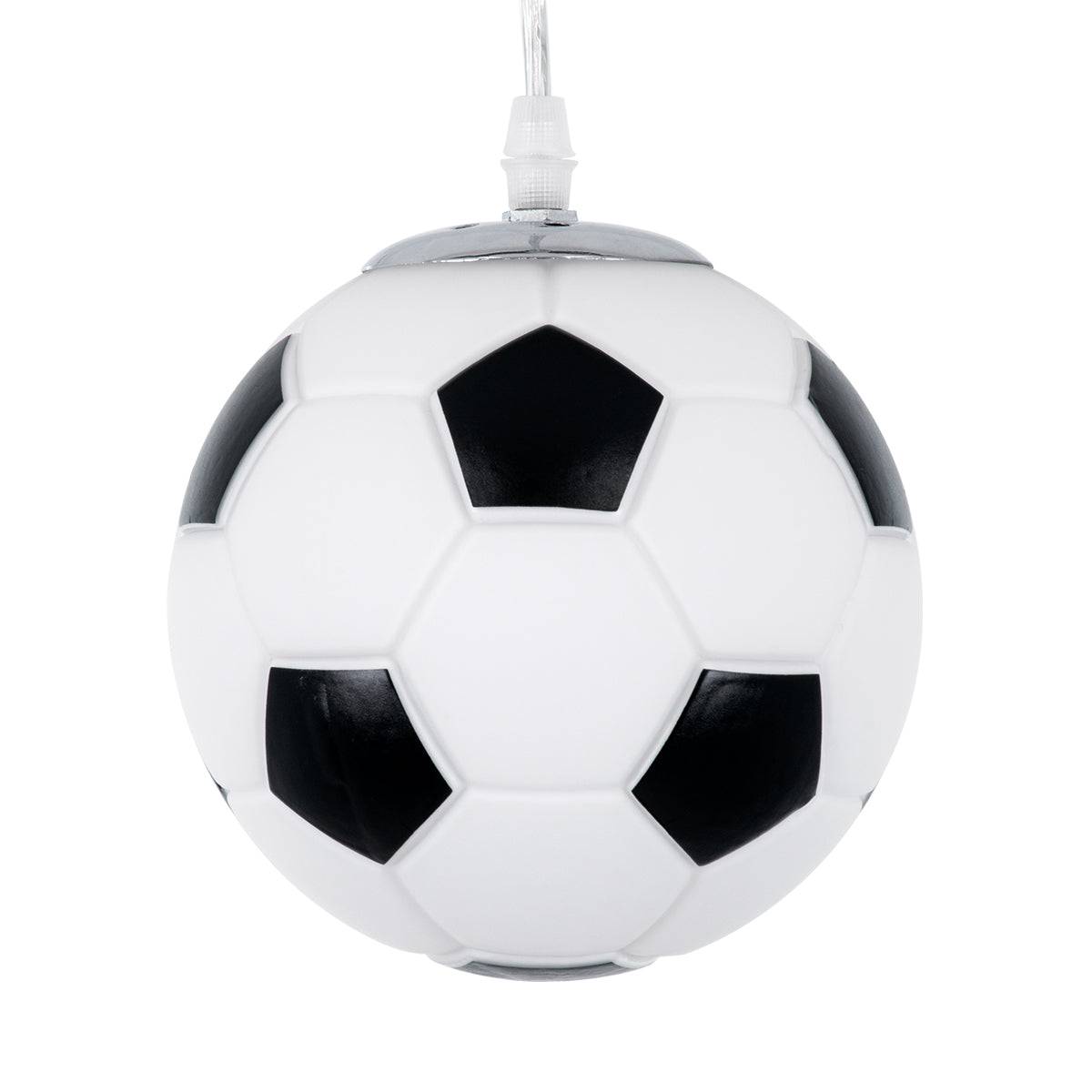 GloboStar® FOOTBALL 00643 Μοντέρνο Κρεμαστό Παιδικό Φωτιστικό Οροφής Μονόφωτο Μαύρο Λευκό Γυάλινο Φ15 x Υ18cm - ledmania.gr