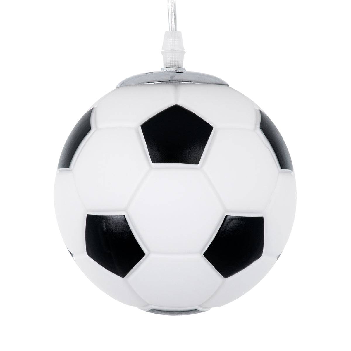 GloboStar® FOOTBALL 00643 Μοντέρνο Κρεμαστό Παιδικό Φωτιστικό Οροφής Μονόφωτο Μαύρο Λευκό Γυάλινο Φ15 x Υ18cm - ledmania.gr