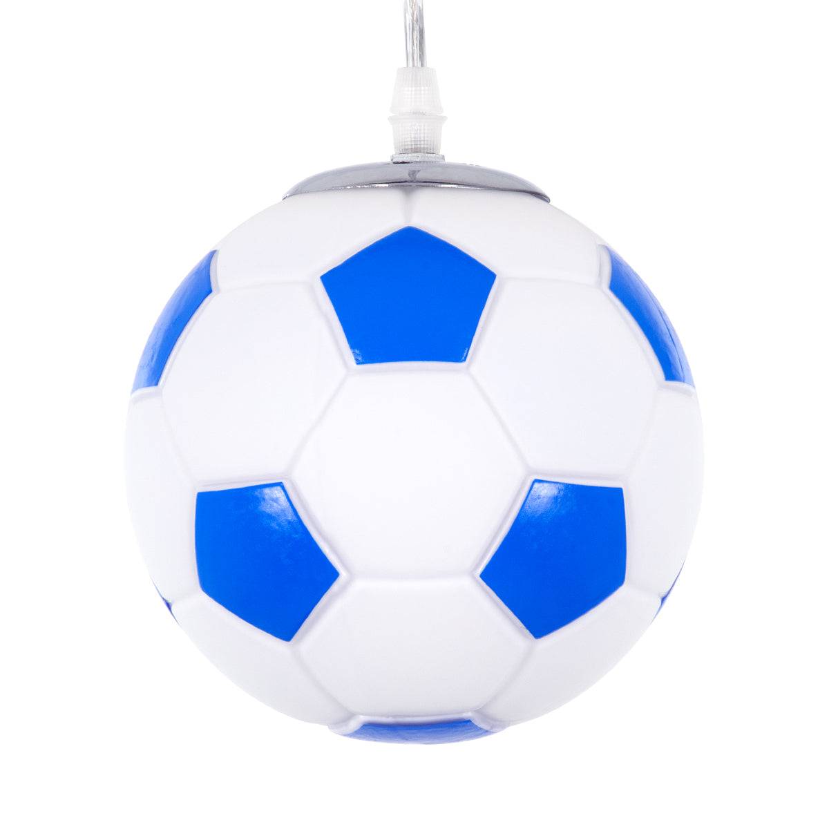GloboStar® FOOTBALL 00644 Μοντέρνο Κρεμαστό Παιδικό Φωτιστικό Οροφής Μονόφωτο Γαλάζιο Λευκό Γυάλινο Φ15 x Υ18cm - ledmania.gr