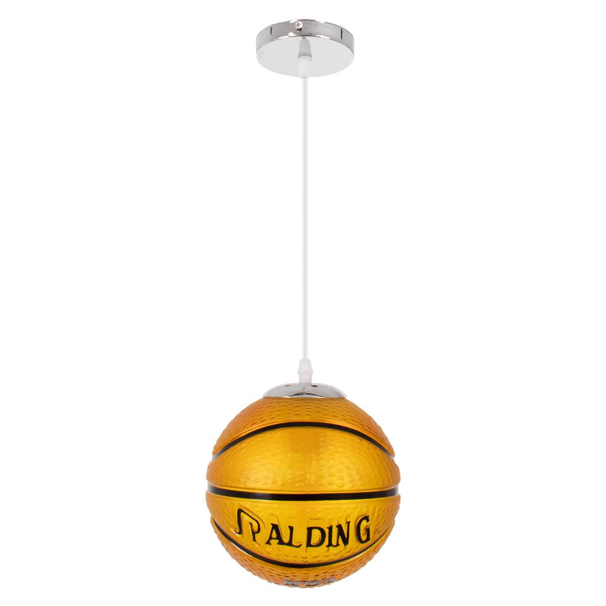 GloboStar® SPALDING NBA 00645 Μοντέρνο Κρεμαστό Παιδικό Φωτιστικό Οροφής Μονόφωτο Πορτοκαλί Γυάλινο Φ18 x Υ18cm - ledmania.gr