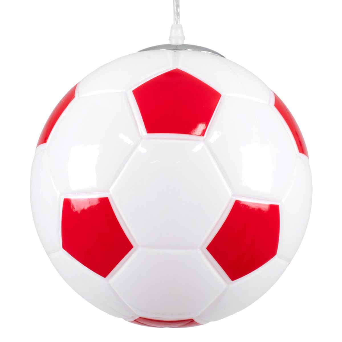 GloboStar® FOOTBALL 00646 Μοντέρνο Κρεμαστό Παιδικό Φωτιστικό Οροφής Μονόφωτο Κόκκινο Λευκό Γυάλινο Φ25 x Υ25cm - ledmania.gr