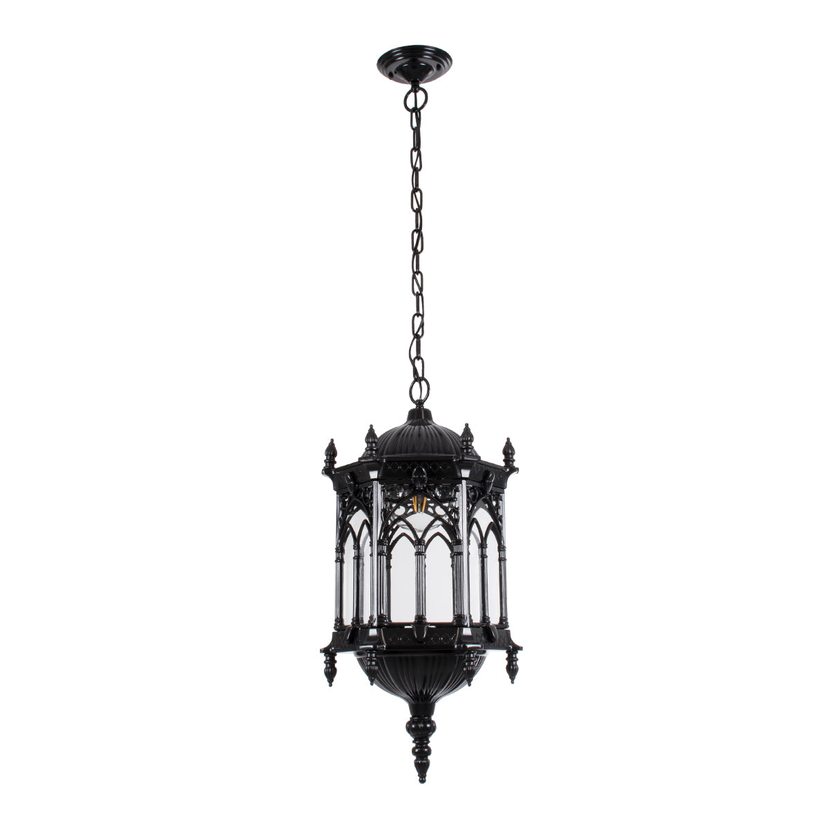 GloboStar® DARCY 00672 Vintage Κρεμαστό Φωτιστικό Οροφής Μονόφωτο 1 x E27 Μαύρο Μεταλλικό Φανάρι Πλέγμα Φ35 x Υ61cm - ledmania.gr