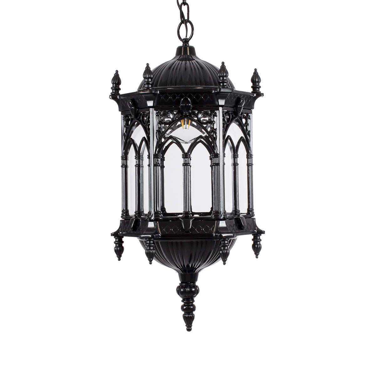GloboStar® DARCY 00672 Vintage Κρεμαστό Φωτιστικό Οροφής Μονόφωτο 1 x E27 Μαύρο Μεταλλικό Φανάρι Πλέγμα Φ35 x Υ61cm - ledmania.gr