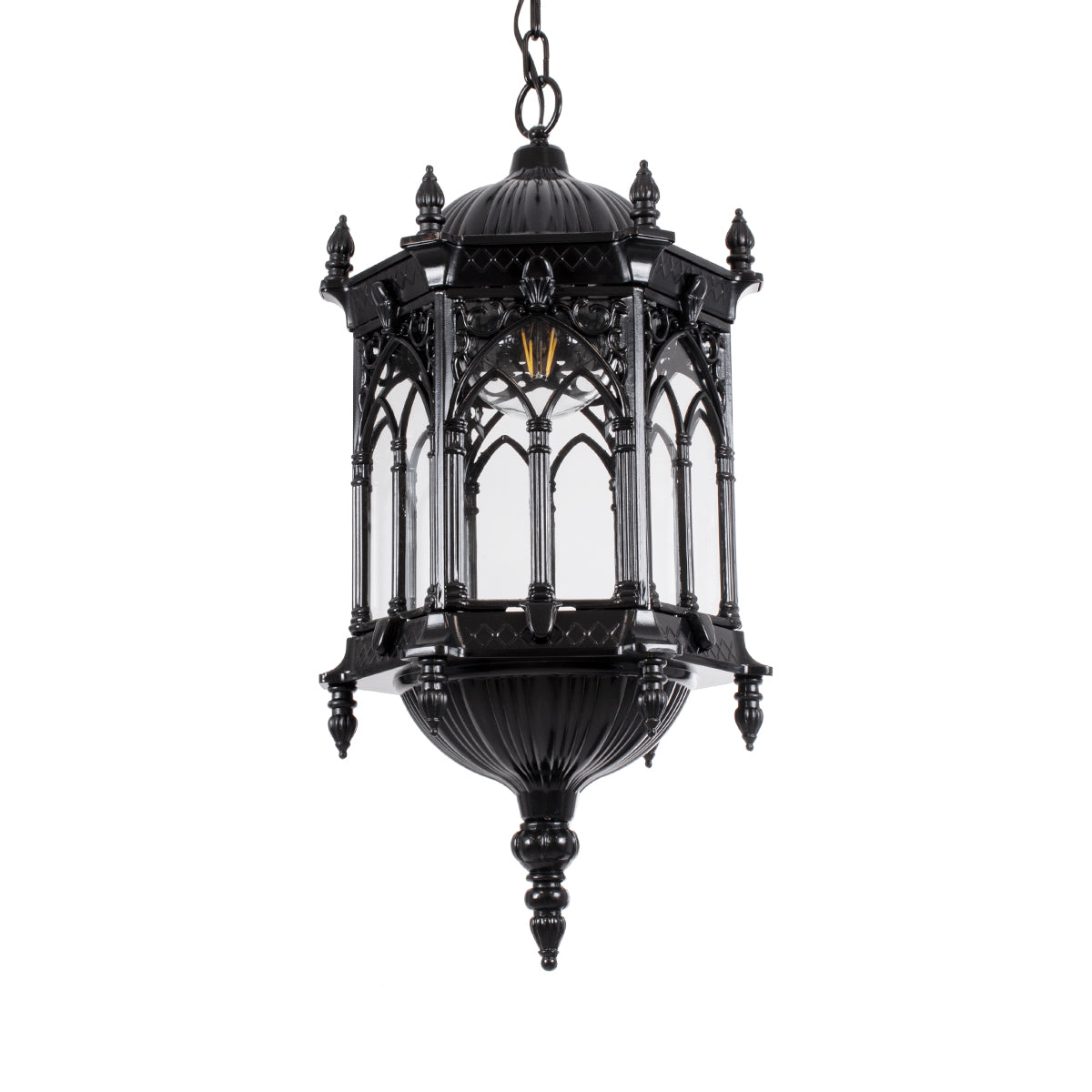 GloboStar® DARCY 00672 Vintage Κρεμαστό Φωτιστικό Οροφής Μονόφωτο 1 x E27 Μαύρο Μεταλλικό Φανάρι Πλέγμα Φ35 x Υ61cm - ledmania.gr