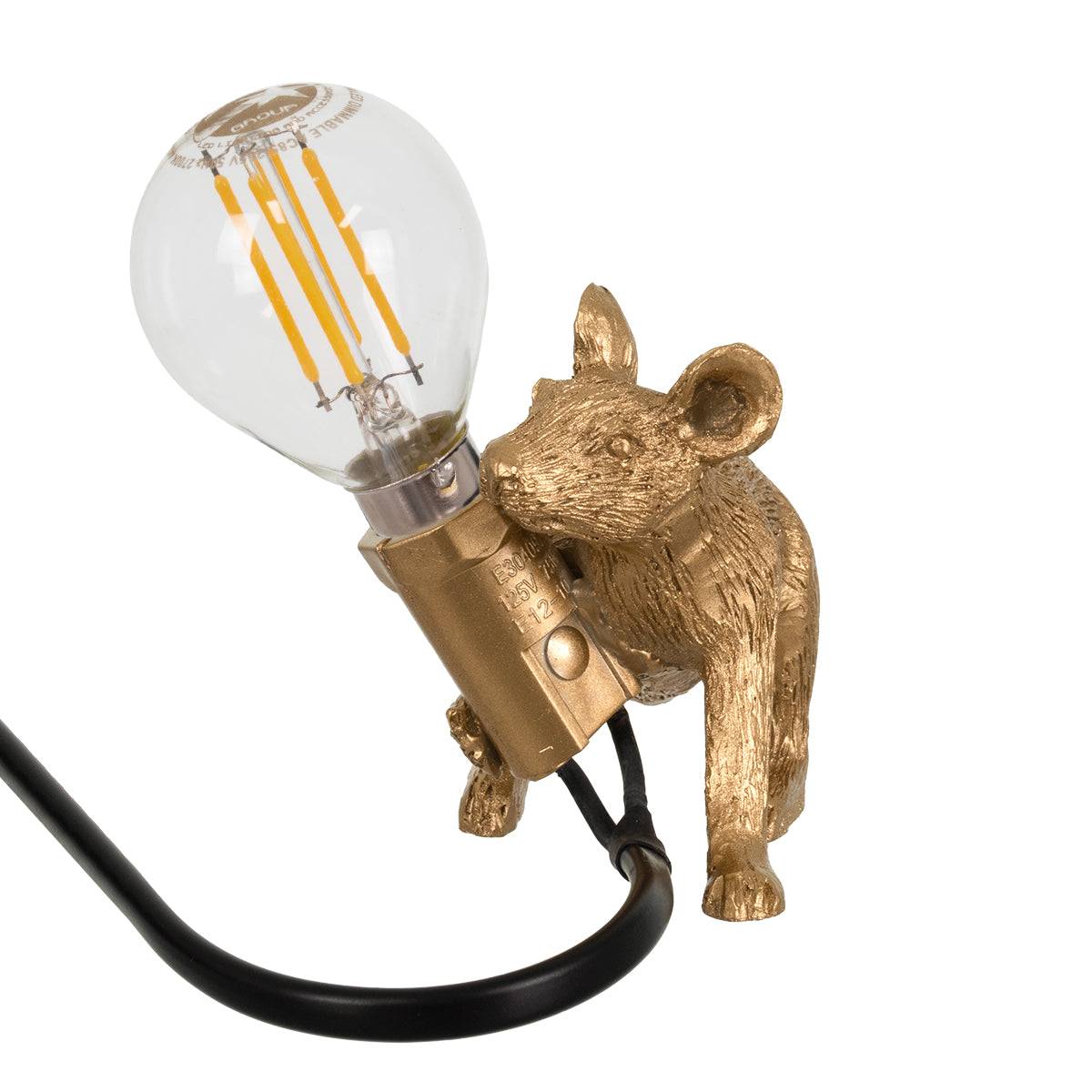GloboStar® MOUSE 00677 Vintage Επιτραπέζιο Φωτιστικό Πορτατίφ Λαμπατέρ Μονόφωτο με Ντουί 1 x E12 AC 230V Χρυσό Πλαστικό Μ13 x Π4 x Υ7cm - ledmania.gr