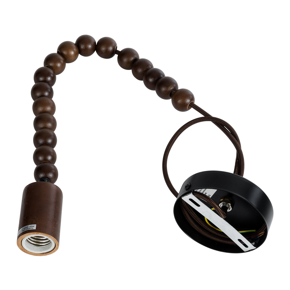GloboStar® BEADS 00694 Vintage Κρεμαστό Φωτιστικό Οροφής Μονόφωτο 1 x E27 AC220-240V IP20 - Φ4 x Υ47cm - Καφέ Σκούρο Ξύλινο Ανάρτηση - 5 Χρόνια Εγγύηση - ledmania.gr