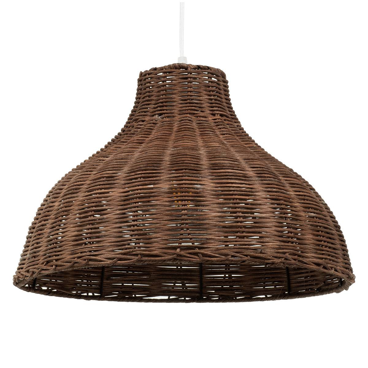 GloboStar® MAYOTTE 00725 Vintage Κρεμαστό Φωτιστικό Οροφής Μονόφωτο Καφέ Ξύλινο Bamboo Φ40 x Y28cm - ledmania.gr