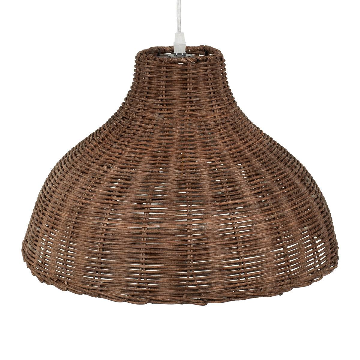 GloboStar® MAYOTTE 00725 Vintage Κρεμαστό Φωτιστικό Οροφής Μονόφωτο Καφέ Ξύλινο Bamboo Φ40 x Y28cm - ledmania.gr