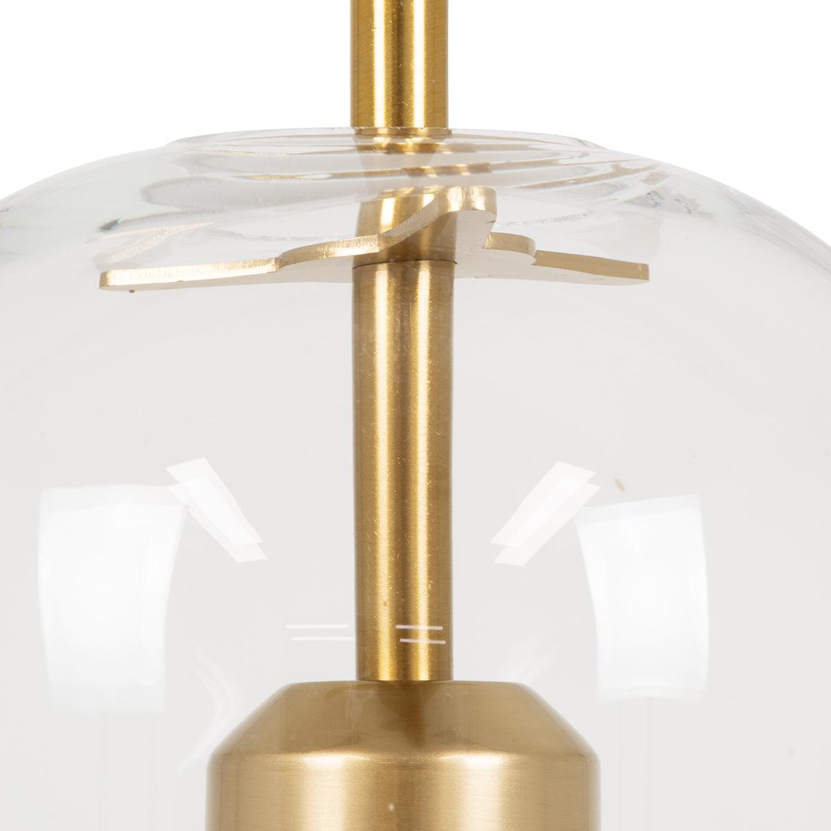 GloboStar® AVERY 00741 Μοντέρνο Κρεμαστό Φωτιστικό Οροφής Μονόφωτο Διάφανο Γυάλινο με Χρυσό Μεταλλικό Πλέγμα Φ15 x Υ60cm - ledmania.gr
