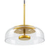 GloboStar® CHARLOTTE 00742 Μοντέρνο Κρεμαστό Φωτιστικό Οροφής Μονόφωτο Διάφανο Γυάλινο Χρυσό Μεταλλικό CREE LED 5W 500lm 180° AC 85-265V Θερμό Λευκό 2700K Φ23 x Υ23cm - ledmania.gr