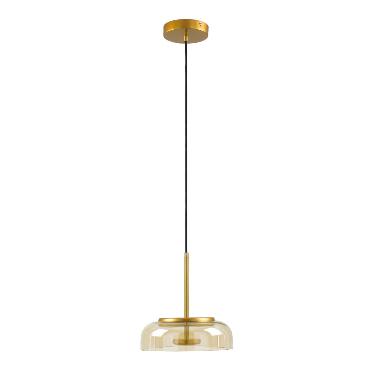 GloboStar® CHARLOTTE 00744 Μοντέρνο Κρεμαστό Φωτιστικό Οροφής Μονόφωτο Μελί Γυάλινο Χρυσό Μεταλλικό CREE LED 5W 500lm 180° AC 85-265V Θερμό Λευκό 2700K Φ23 x Υ23cm - ledmania.gr