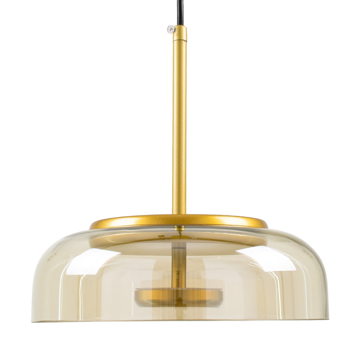 GloboStar® CHARLOTTE 00744 Μοντέρνο Κρεμαστό Φωτιστικό Οροφής Μονόφωτο Μελί Γυάλινο Χρυσό Μεταλλικό CREE LED 5W 500lm 180° AC 85-265V Θερμό Λευκό 2700K Φ23 x Υ23cm - ledmania.gr