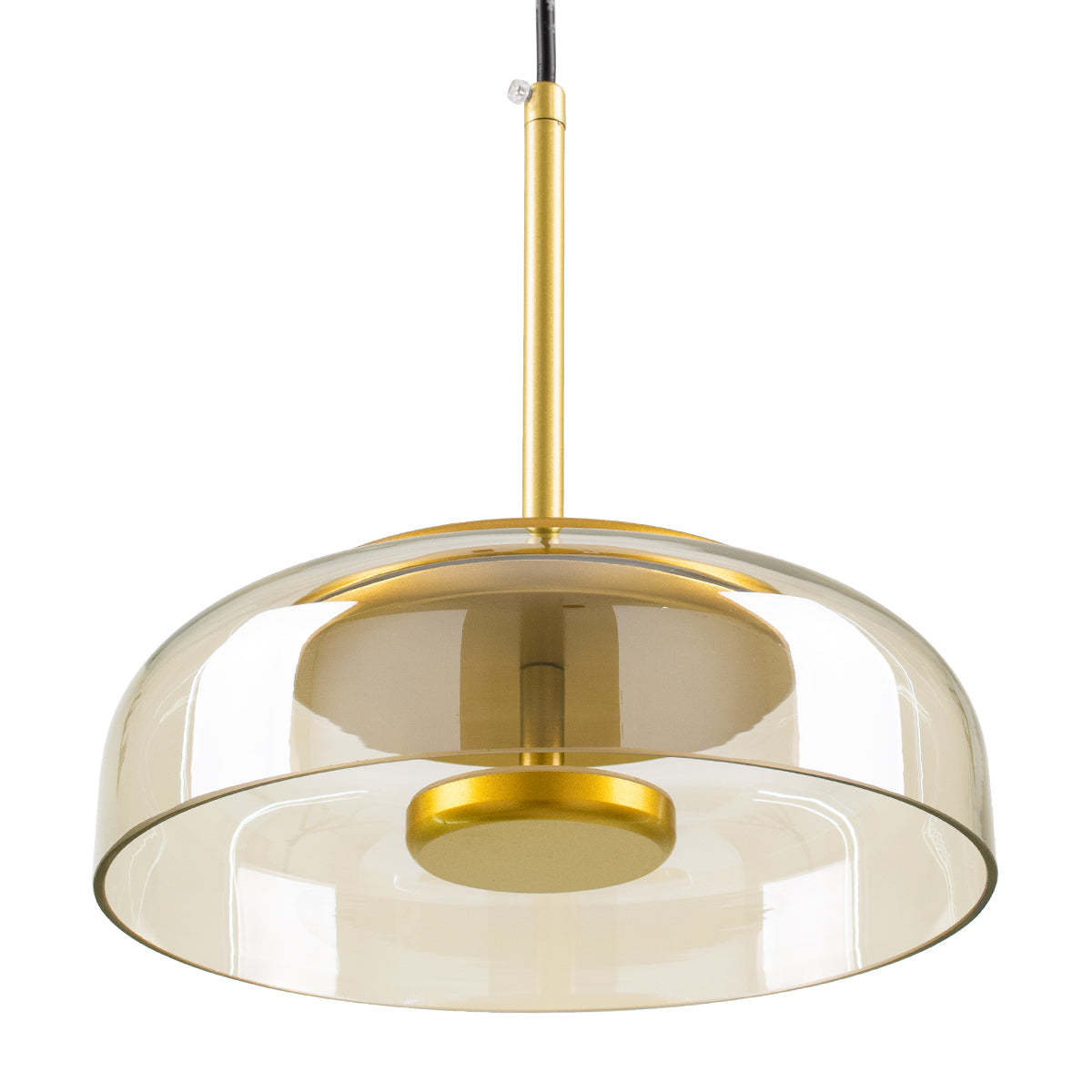 GloboStar® CHARLOTTE 00744 Μοντέρνο Κρεμαστό Φωτιστικό Οροφής Μονόφωτο Μελί Γυάλινο Χρυσό Μεταλλικό CREE LED 5W 500lm 180° AC 85-265V Θερμό Λευκό 2700K Φ23 x Υ23cm - ledmania.gr