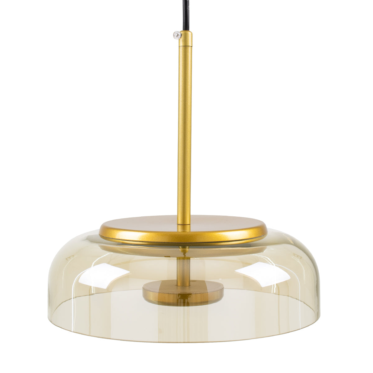 GloboStar® CHARLOTTE 00744 Μοντέρνο Κρεμαστό Φωτιστικό Οροφής Μονόφωτο Μελί Γυάλινο Χρυσό Μεταλλικό CREE LED 5W 500lm 180° AC 85-265V Θερμό Λευκό 2700K Φ23 x Υ23cm - ledmania.gr