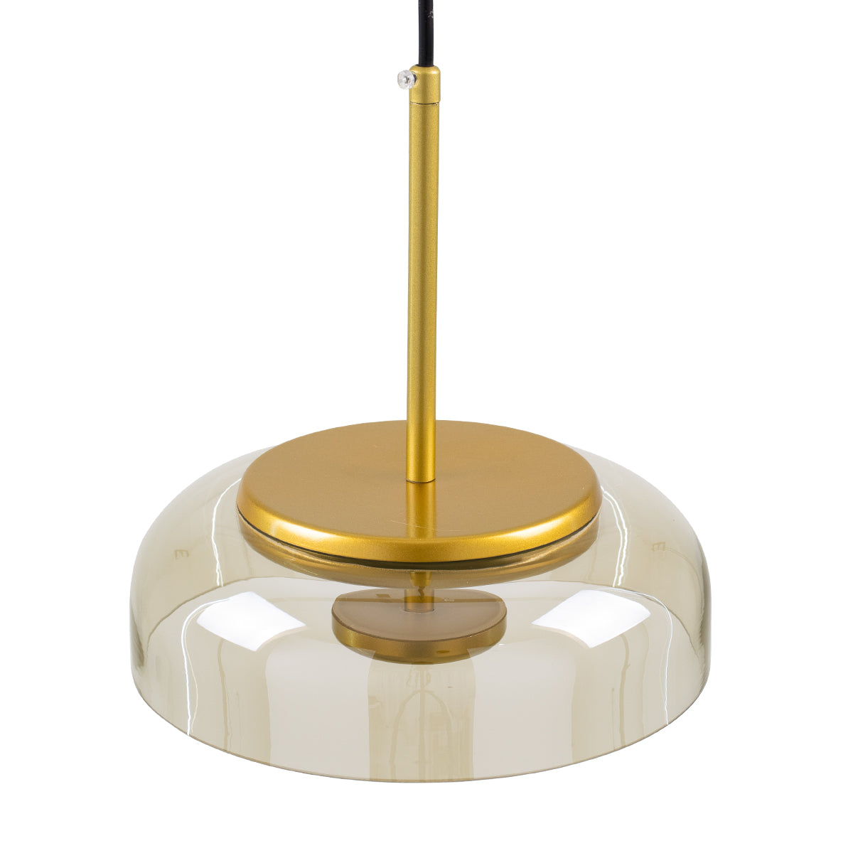GloboStar® CHARLOTTE 00744 Μοντέρνο Κρεμαστό Φωτιστικό Οροφής Μονόφωτο Μελί Γυάλινο Χρυσό Μεταλλικό CREE LED 5W 500lm 180° AC 85-265V Θερμό Λευκό 2700K Φ23 x Υ23cm - ledmania.gr