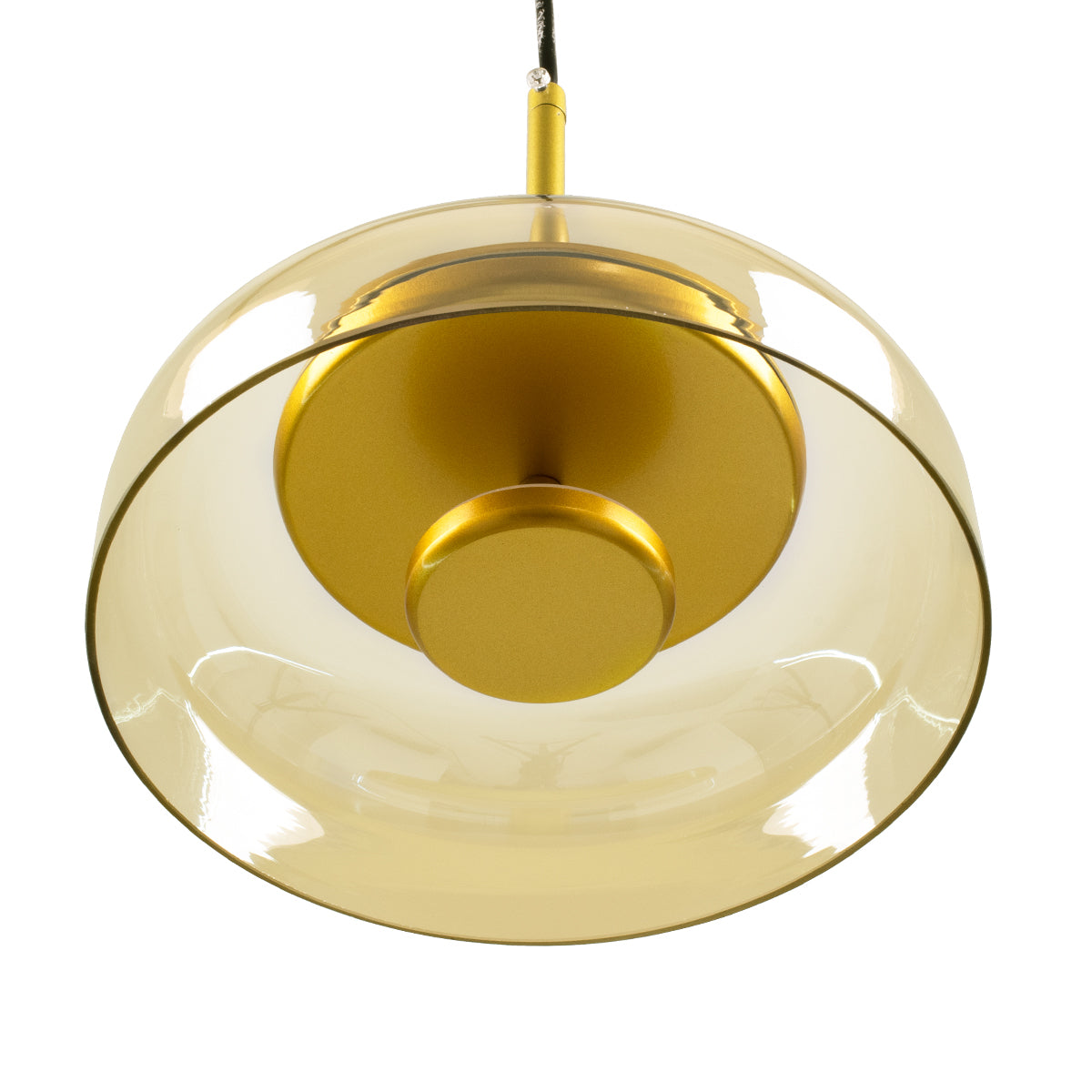 GloboStar® CHARLOTTE 00744 Μοντέρνο Κρεμαστό Φωτιστικό Οροφής Μονόφωτο Μελί Γυάλινο Χρυσό Μεταλλικό CREE LED 5W 500lm 180° AC 85-265V Θερμό Λευκό 2700K Φ23 x Υ23cm - ledmania.gr