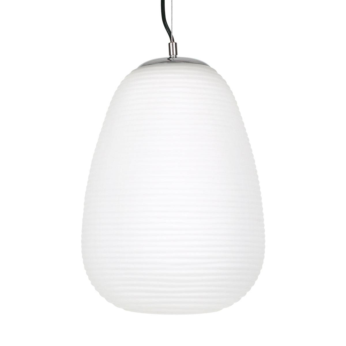 GloboStar® FREYA 00745 Μοντέρνο Κρεμαστό Φωτιστικό Οροφής Μονόφωτο Λευκό Γυάλινο Φ24 x Υ35cm - ledmania.gr