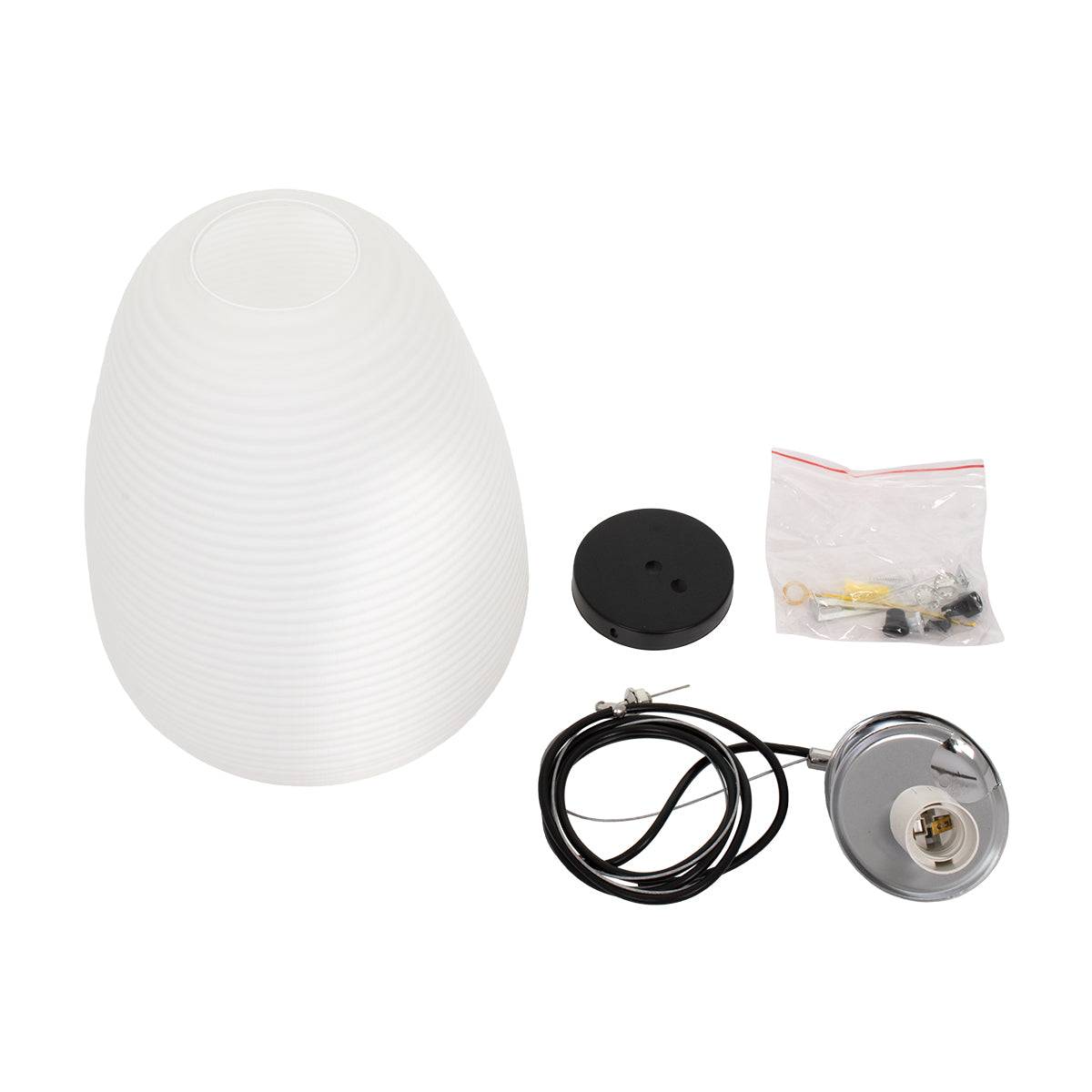 GloboStar® FREYA 00745 Μοντέρνο Κρεμαστό Φωτιστικό Οροφής Μονόφωτο Λευκό Γυάλινο Φ24 x Υ35cm - ledmania.gr
