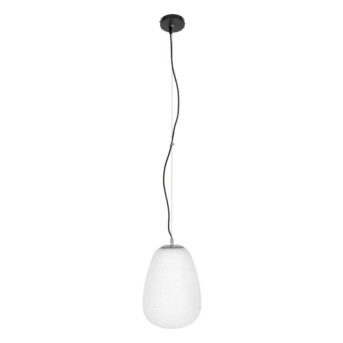 GloboStar® FREYA 00745 Μοντέρνο Κρεμαστό Φωτιστικό Οροφής Μονόφωτο Λευκό Γυάλινο Φ24 x Υ35cm - ledmania.gr