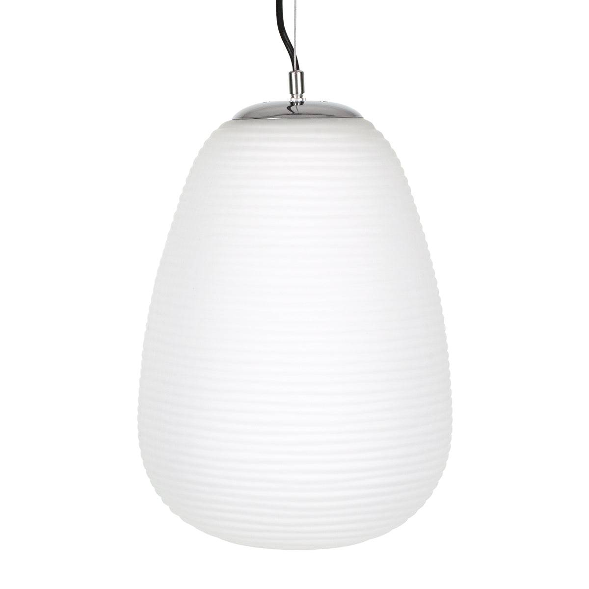 GloboStar® FREYA 00745 Μοντέρνο Κρεμαστό Φωτιστικό Οροφής Μονόφωτο Λευκό Γυάλινο Φ24 x Υ35cm - ledmania.gr