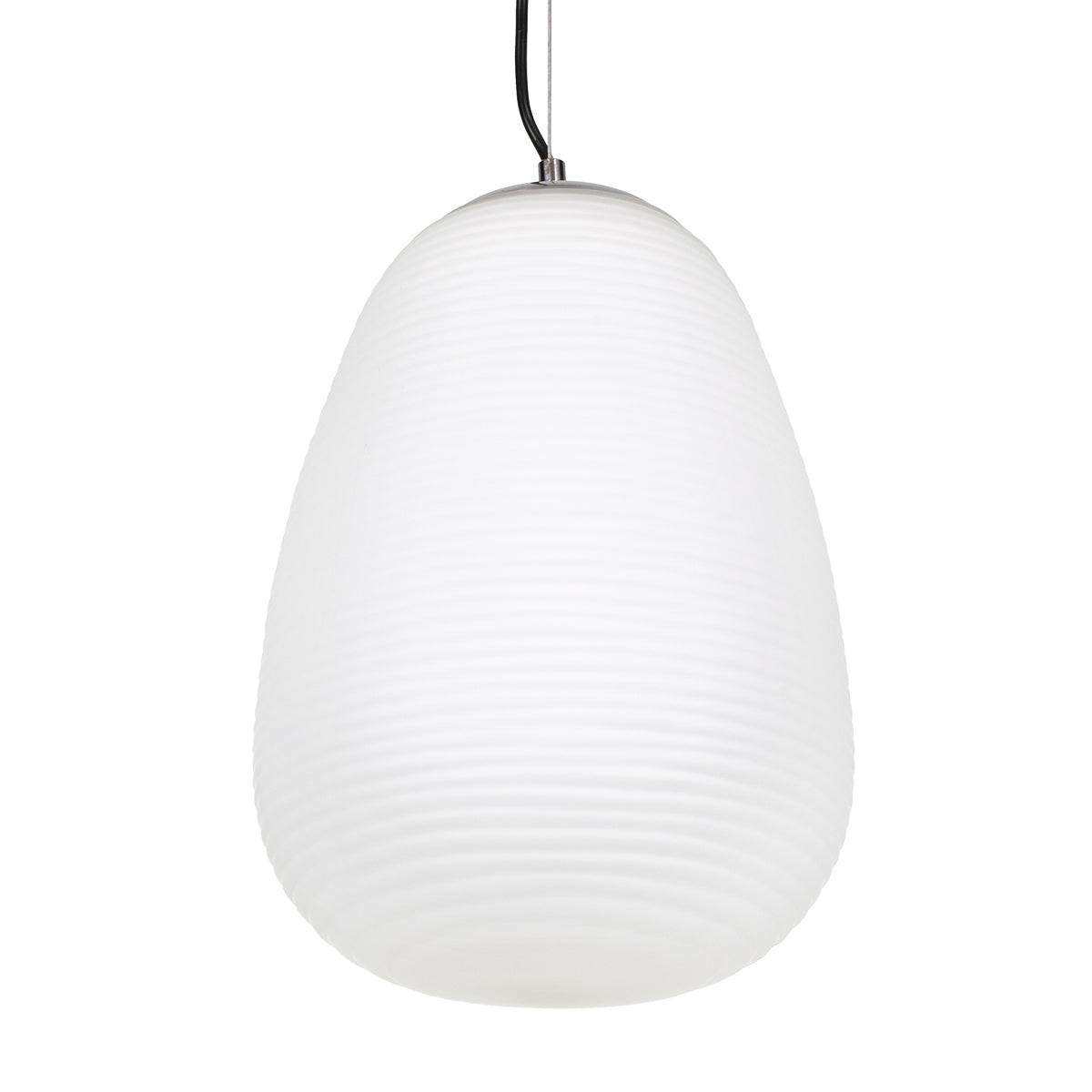 GloboStar® FREYA 00745 Μοντέρνο Κρεμαστό Φωτιστικό Οροφής Μονόφωτο Λευκό Γυάλινο Φ24 x Υ35cm - ledmania.gr