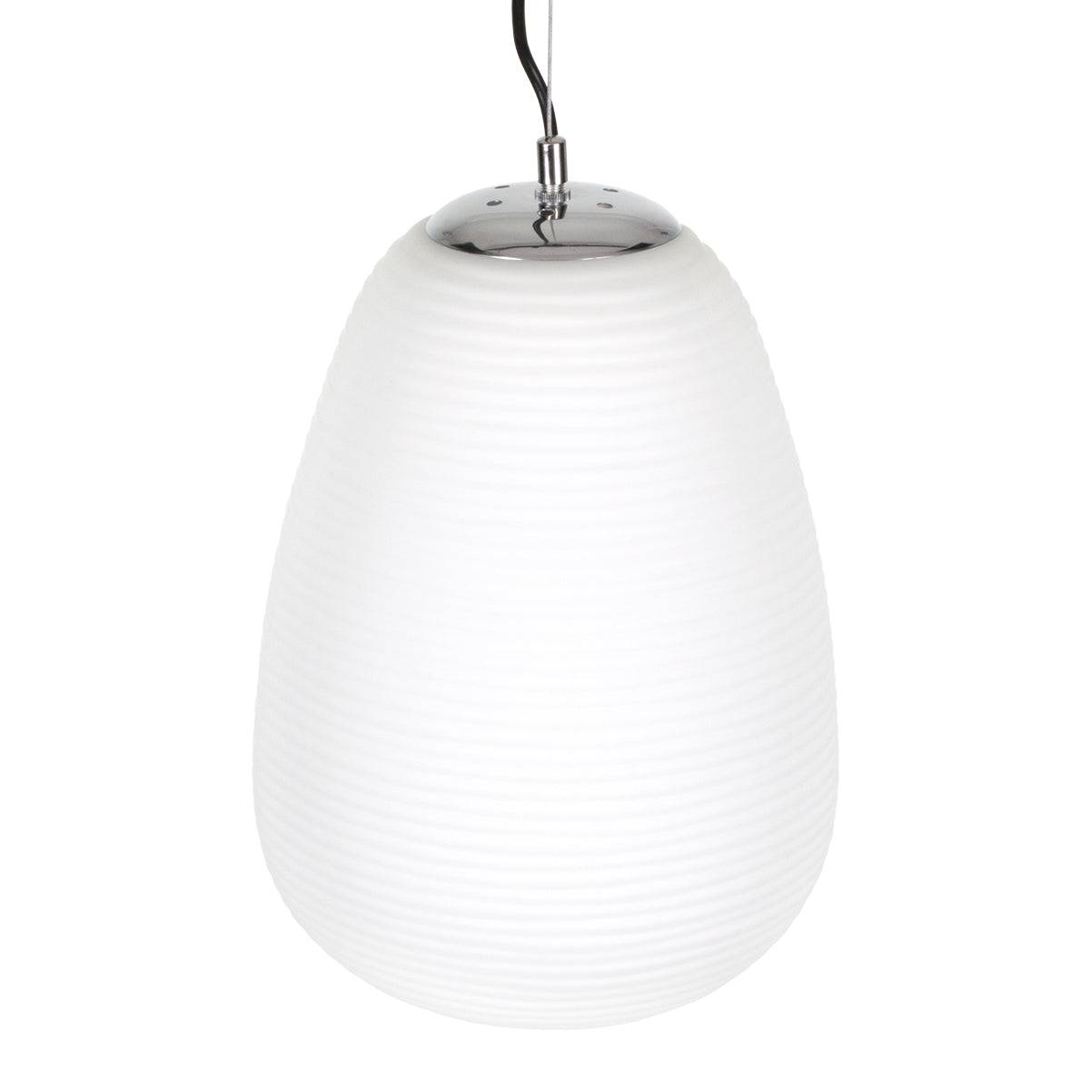 GloboStar® FREYA 00745 Μοντέρνο Κρεμαστό Φωτιστικό Οροφής Μονόφωτο Λευκό Γυάλινο Φ24 x Υ35cm - ledmania.gr