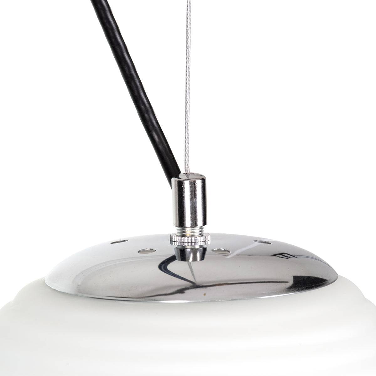 GloboStar® FREYA 00745 Μοντέρνο Κρεμαστό Φωτιστικό Οροφής Μονόφωτο Λευκό Γυάλινο Φ24 x Υ35cm - ledmania.gr