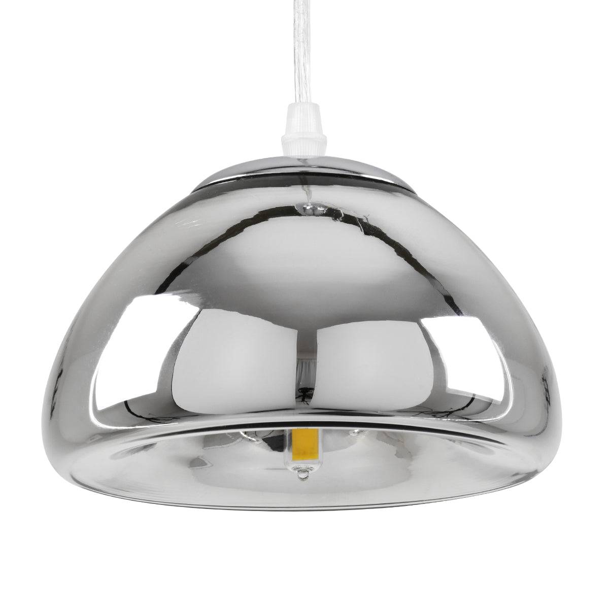 GloboStar® CRISTIN 00756 Μοντέρνο Κρεμαστό Φωτιστικό Οροφής Μονόφωτο 1 x G4 AC 230V Ασημί Νίκελ Γυάλινο Φ18 x Υ13cm - ledmania.gr