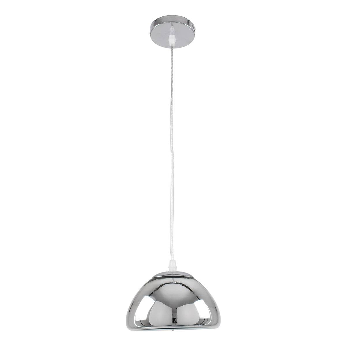 GloboStar® CRISTIN 00756 Μοντέρνο Κρεμαστό Φωτιστικό Οροφής Μονόφωτο 1 x G4 AC 230V Ασημί Νίκελ Γυάλινο Φ18 x Υ13cm - ledmania.gr