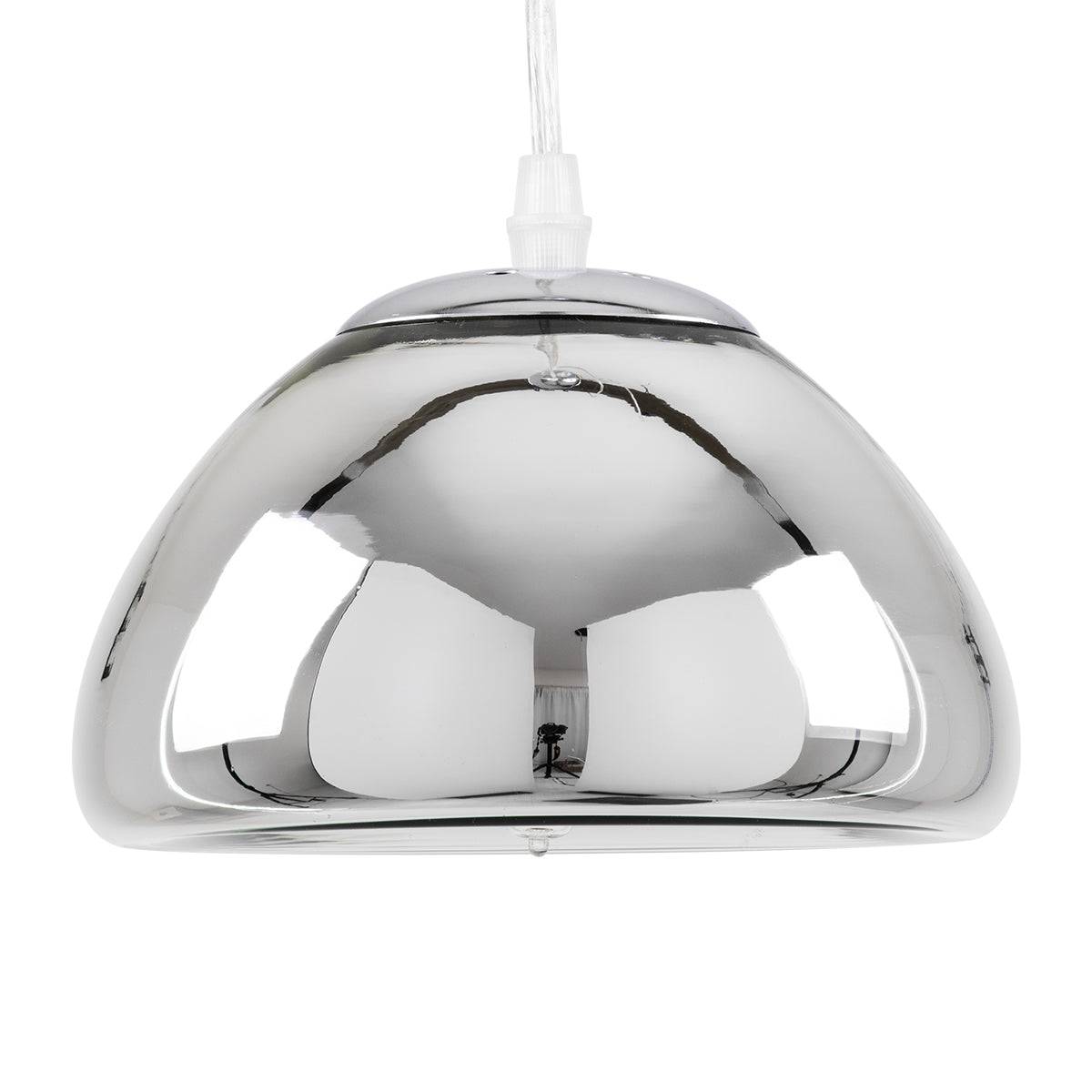 GloboStar® CRISTIN 00756 Μοντέρνο Κρεμαστό Φωτιστικό Οροφής Μονόφωτο 1 x G4 AC 230V Ασημί Νίκελ Γυάλινο Φ18 x Υ13cm - ledmania.gr