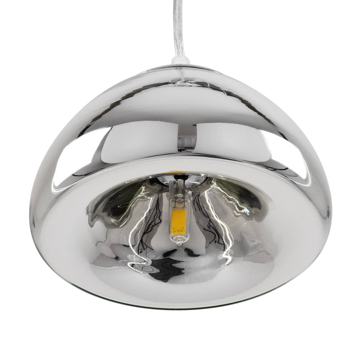 GloboStar® CRISTIN 00756 Μοντέρνο Κρεμαστό Φωτιστικό Οροφής Μονόφωτο 1 x G4 AC 230V Ασημί Νίκελ Γυάλινο Φ18 x Υ13cm - ledmania.gr