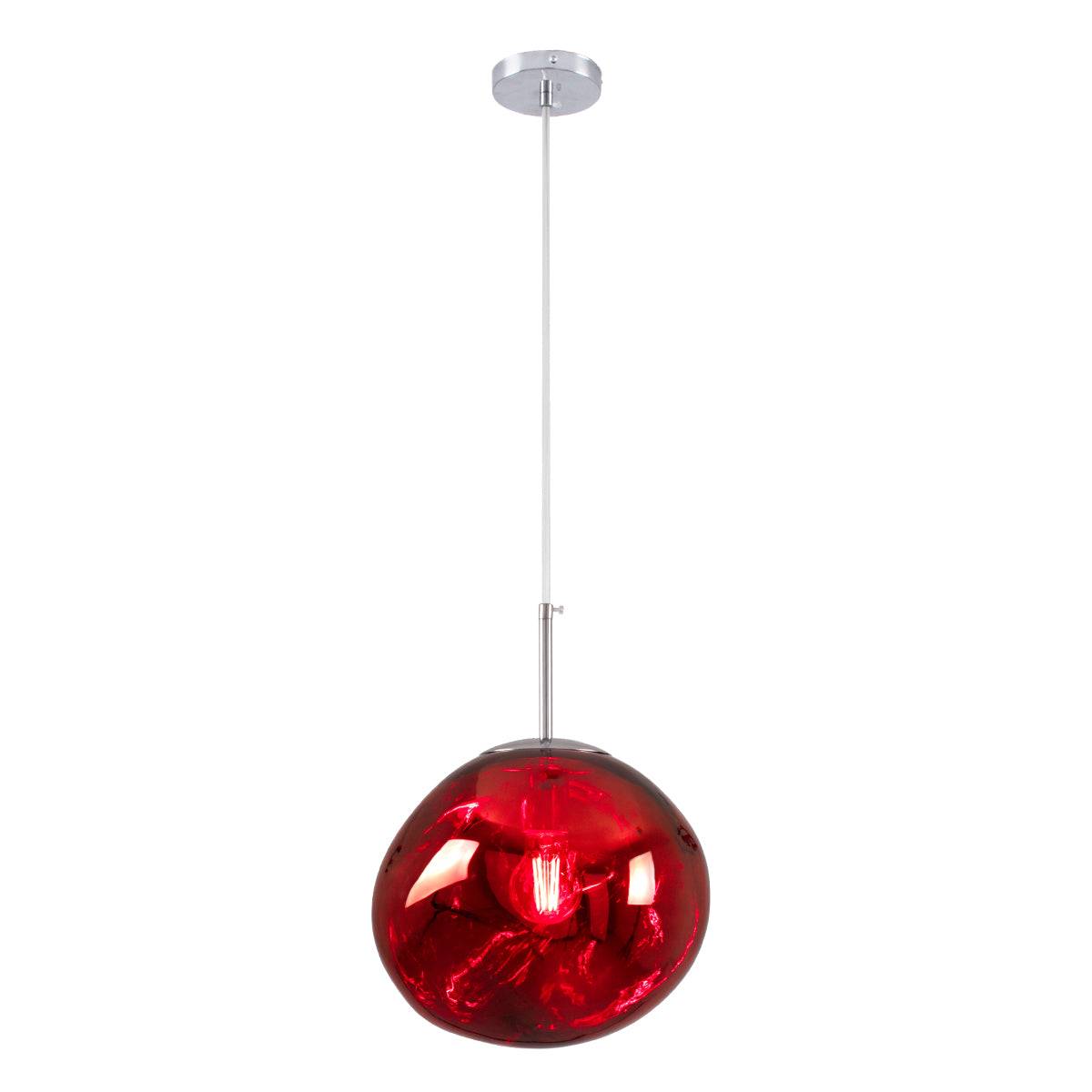 GloboStar® DIXAR 00762 Μοντέρνο Κρεμαστό Φωτιστικό Οροφής Μονόφωτο Γυάλινο Κόκκινο Φ28 x Υ40cm - ledmania.gr