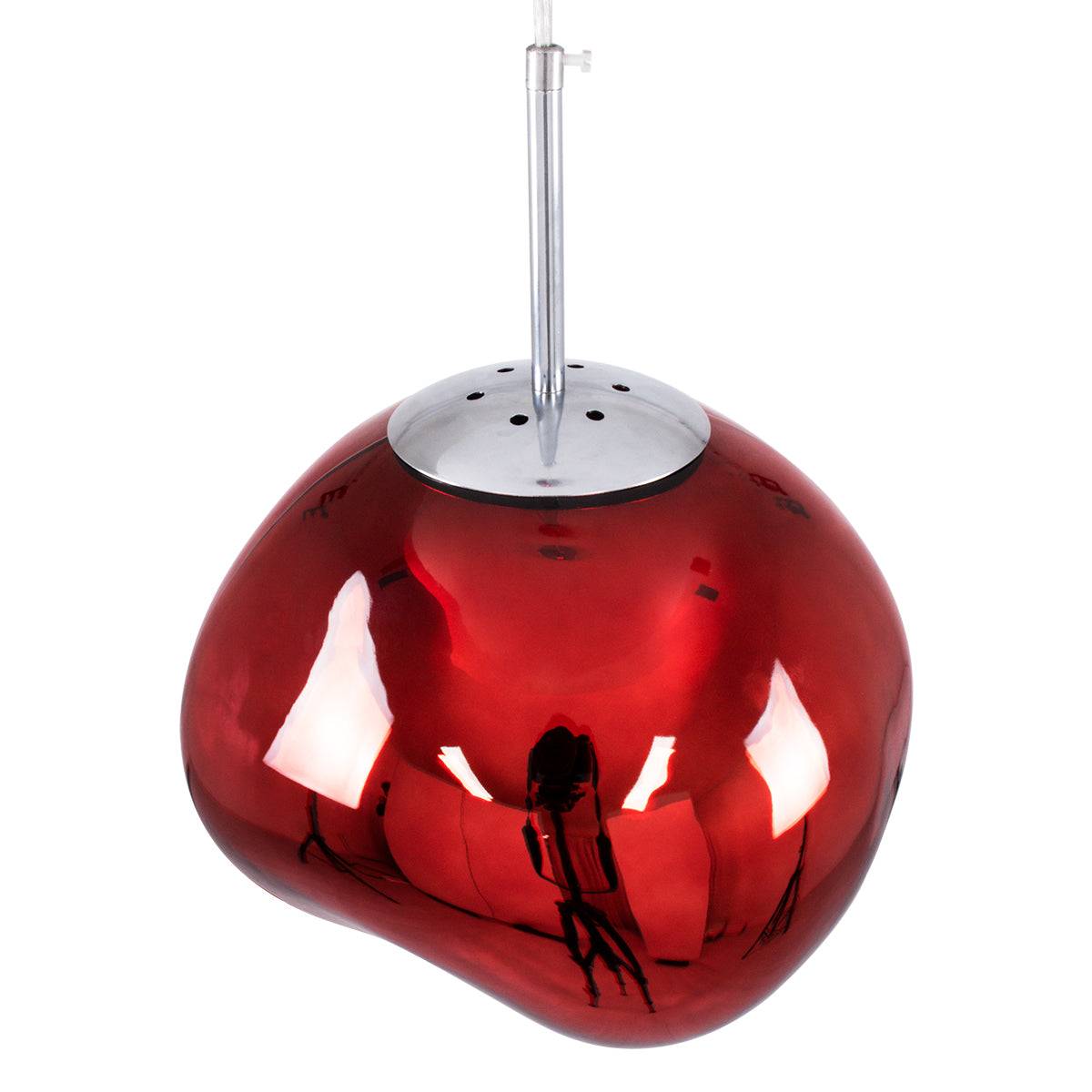 GloboStar® DIXAR 00762 Μοντέρνο Κρεμαστό Φωτιστικό Οροφής Μονόφωτο Γυάλινο Κόκκινο Φ28 x Υ40cm - ledmania.gr
