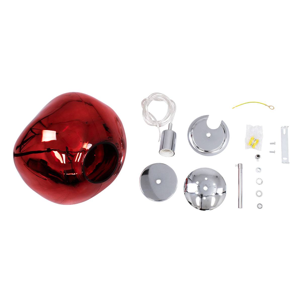 GloboStar® DIXAR 00762 Μοντέρνο Κρεμαστό Φωτιστικό Οροφής Μονόφωτο Γυάλινο Κόκκινο Φ28 x Υ40cm - ledmania.gr