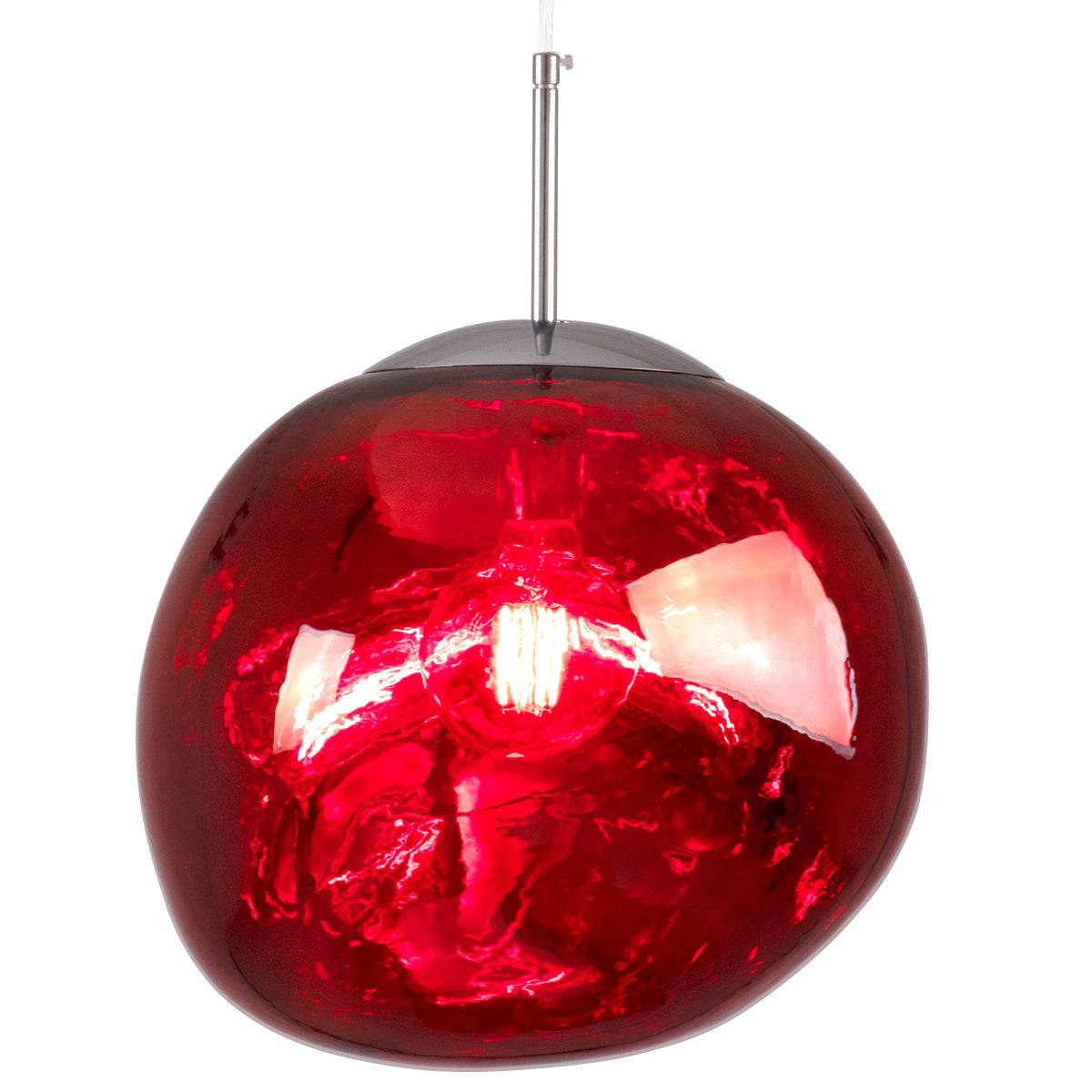 GloboStar® DIXAR 00763 Μοντέρνο Κρεμαστό Φωτιστικό Οροφής Μονόφωτο Γυάλινο Κόκκινο Φ36 x Υ45cm - ledmania.gr