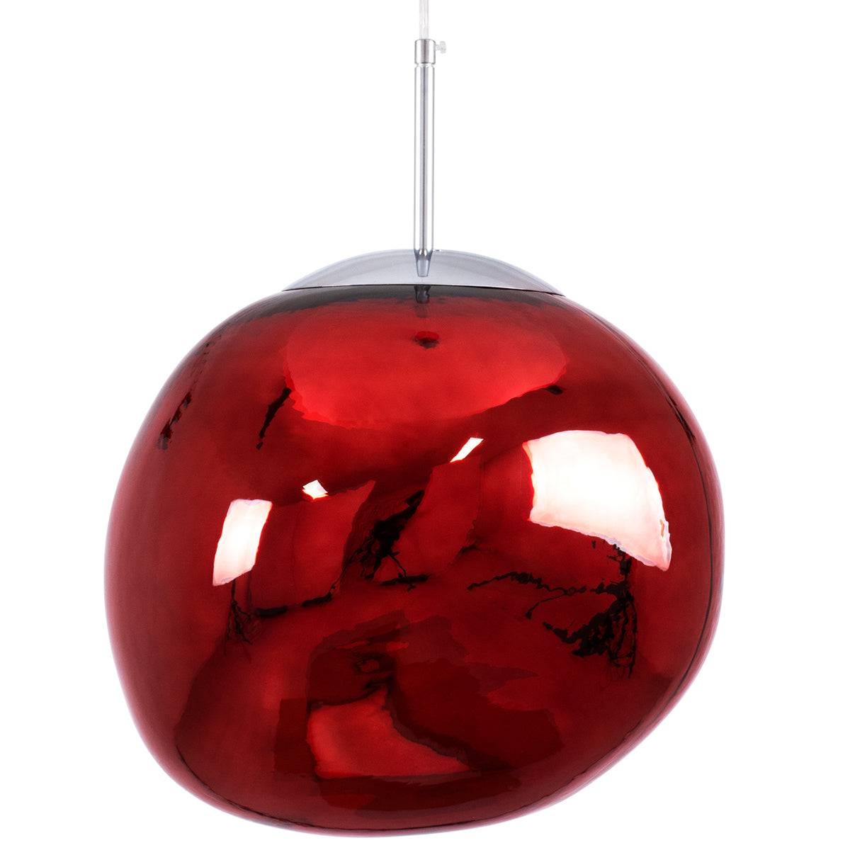GloboStar® DIXAR 00763 Μοντέρνο Κρεμαστό Φωτιστικό Οροφής Μονόφωτο Γυάλινο Κόκκινο Φ36 x Υ45cm - ledmania.gr