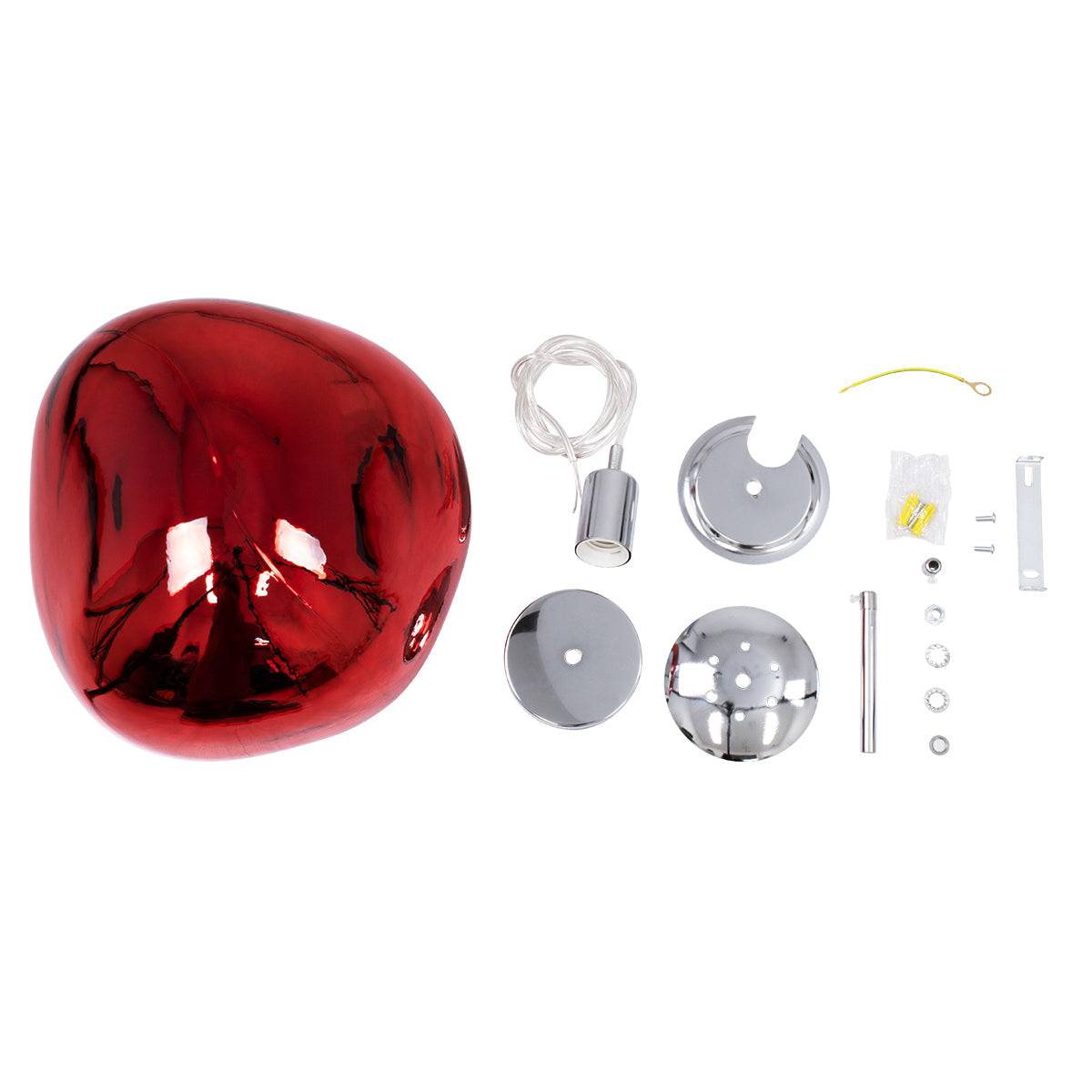 GloboStar® DIXAR 00763 Μοντέρνο Κρεμαστό Φωτιστικό Οροφής Μονόφωτο Γυάλινο Κόκκινο Φ36 x Υ45cm - ledmania.gr