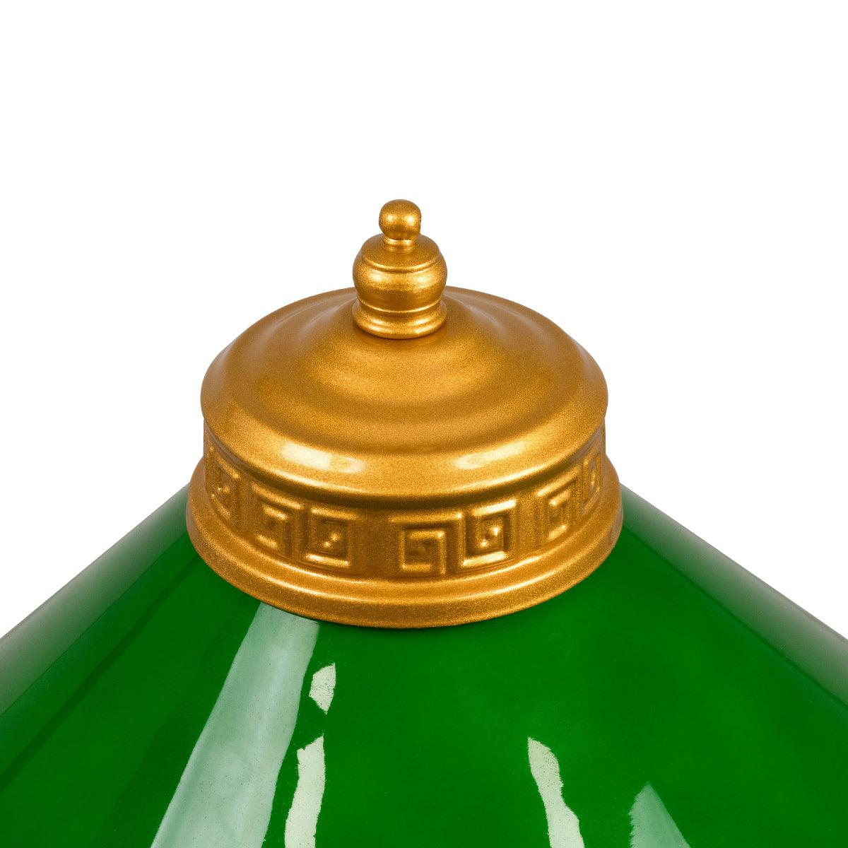 GloboStar® LIBRARY 00765 Vintage Επιτραπέζιο Φωτιστικό Πορτατίφ Μονόφωτο Χρυσό Μεταλλικό με Γυαλίνο Πράσινο Καπέλο Φ25 x Υ70cm - ledmania.gr