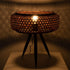 GloboStar® ZORION 00770 Vintage Επιτραπέζιο Φωτιστικό Πορτατίφ Λαμπατέρ Μονόφωτο Bamboo Καφέ Πλέγμα Φ40 x Υ15.5cm - ledmania.gr