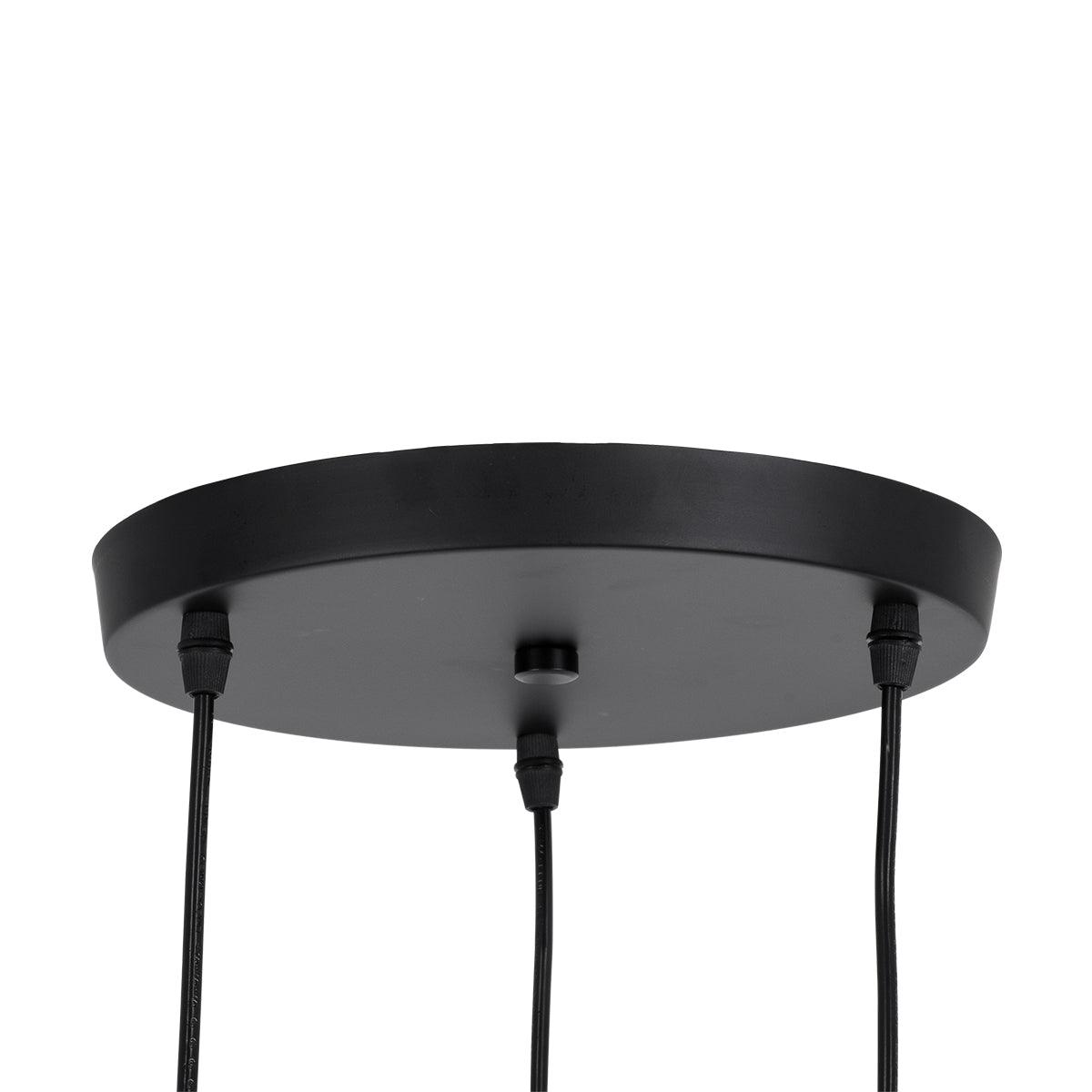 GloboStar® OLVERO 00773 Μοντέρνο Κρεμαστό Φωτιστικό Οροφής Τρίφωτο Μαύρο - Χρυσό Μεταλλικό Πλέγμα Φ30 x Y130cm - ledmania.gr