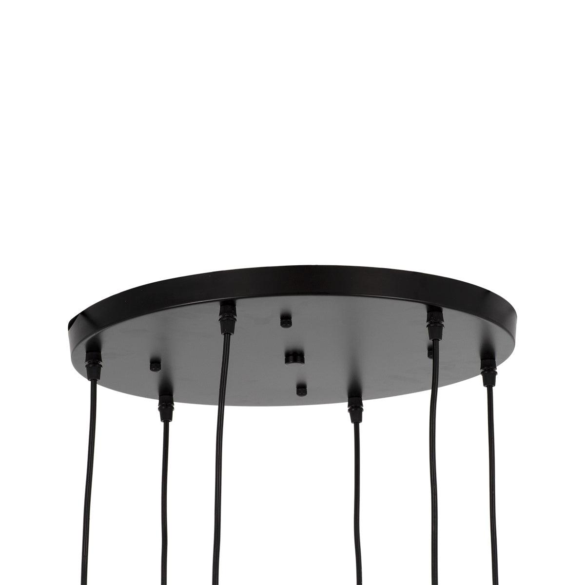 GloboStar® OLVERO 00774 Μοντέρνο Κρεμαστό Φωτιστικό Οροφής Πολύφωτο Μαύρο - Χρυσό Μεταλλικό Πλέγμα Φ55 x Y130cm - ledmania.gr
