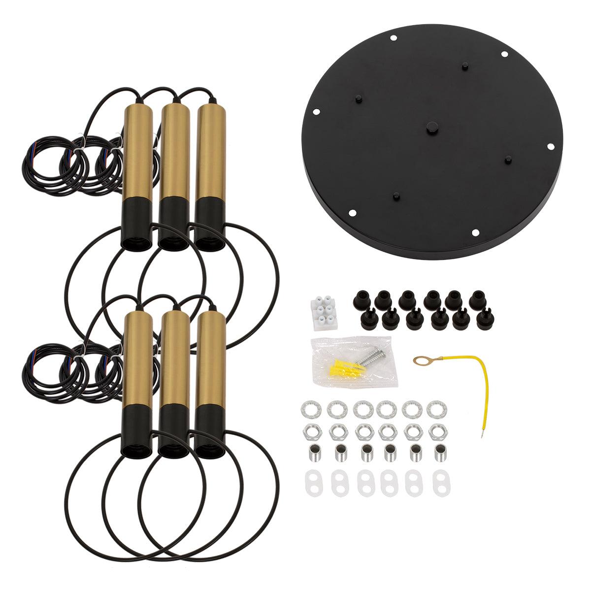 GloboStar® OLVERO 00774 Μοντέρνο Κρεμαστό Φωτιστικό Οροφής Πολύφωτο Μαύρο - Χρυσό Μεταλλικό Πλέγμα Φ55 x Y130cm - ledmania.gr